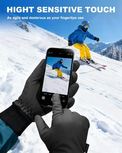 Miniatura 4 de Guantes de invierno para hombres y mujeres Moda nieve duradera impermeable piel sintética Fleecer Guantes de agarre térmico para pantalla táctil