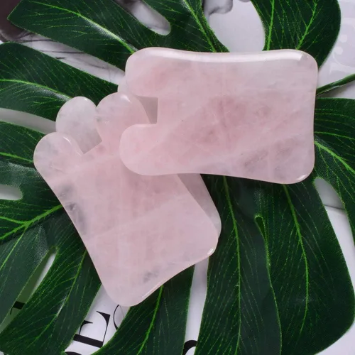 Miniatura 7 de Gua Sha Herramienta facial - Herramientas de masaje de spa para hinchazón ocular, círculo oscuro y drenaje linfático - Tabla de cuarzo rosa