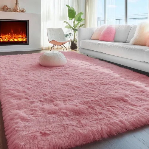 Miniatura 48 de PAGISOFE Alfombras esponjosas de dormitorio de 4 x 6 pies, color negro, alfombra moderna para sala de estar, alfombra lanuda para interiores
