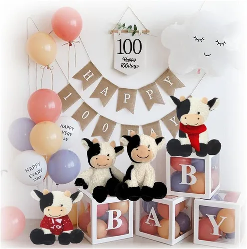 Miniatura 2 de Animal de peluche de vaca de 9 pulgadas, lindo juguete de peluche de vaca suave, regalos para niñas, niños