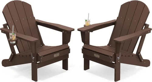Miniatura 81 de SERWALL - Silla plegable Adirondack para patio, jardín, exterior, resistente a la intemperie, sillas para hoguera, color naranja
