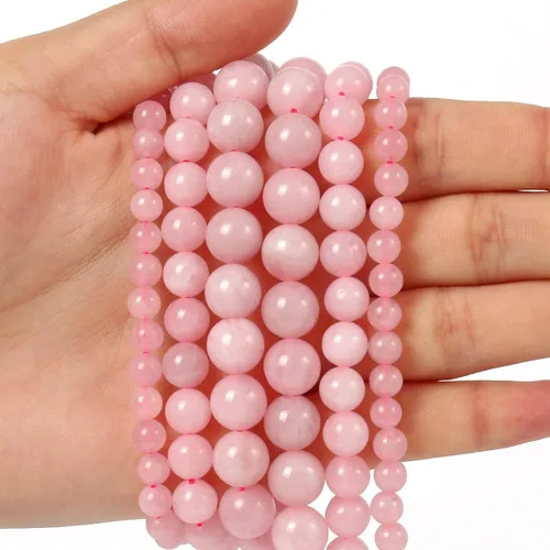 Cuentas redondas naturales semipreciosas de piedra suelta para hacer joyas, brazaletes, collares Cuarzo rosa