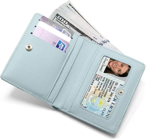 Miniatura 3 de AnnabelZ Billetera pequeña de cuero plegable para mujer, mini monedero corto