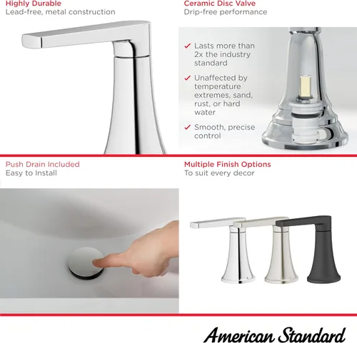 Miniatura 3 de American Standard 7429801.243 Becklow - Grifo de baño de dos manijas de 8 pulgadas, grifo de lavabo de baño, 1.2 GPM, negro mate
