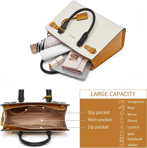 Miniatura 4 de BOSTANTEN Bolso de cuero para mujer, bolso de diseñador con asa superior, bolso cruzado, Bolsas colgantes de cuero para mujer