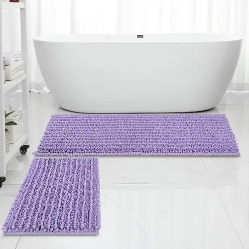 Miniatura 22 de FLOLEOPA Alfombras de Baño de Chenille de Lujo Color Beige Juego de Tapetes de Baño, Extra Suaves y Absorbentes Alfombras de Baño Antideslizantes