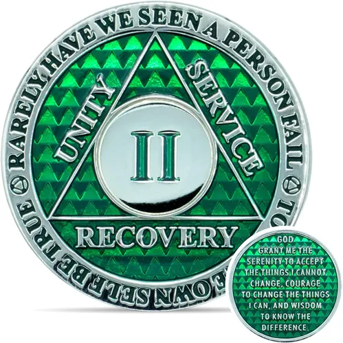 Miniatura 62 de Moneda de sobriedad de 10 años Chip AA Legacy Ficha de aniversario de recuperación de triplaca gruesa (Aqua)