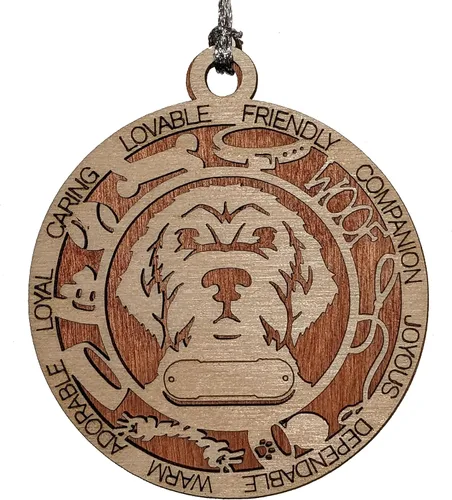 Miniatura 47 de Adorno de Navidad personalizado de madera para perro de 3 pulgadas, nombre y texto personalizables, hecho a mano en Estados Unidos, diseño de corte