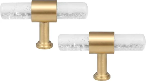 Miniatura 11 de Rockcloud Juego de 2 pomos de barra en T de ágata con tornillos, perillas cilíndricas para cajones, manijas para armario, armario, armario, Gris