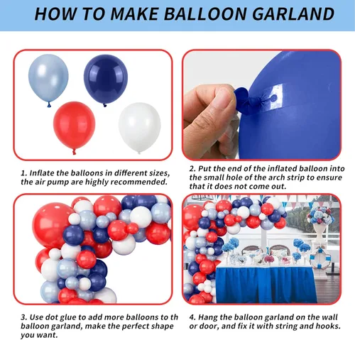 Miniatura 7 de Kit de arco de guirnalda de globos coloridos, globos surtidos de arcoíris, globos de látex de confeti multicolor, rosa intenso, pavo real, azul