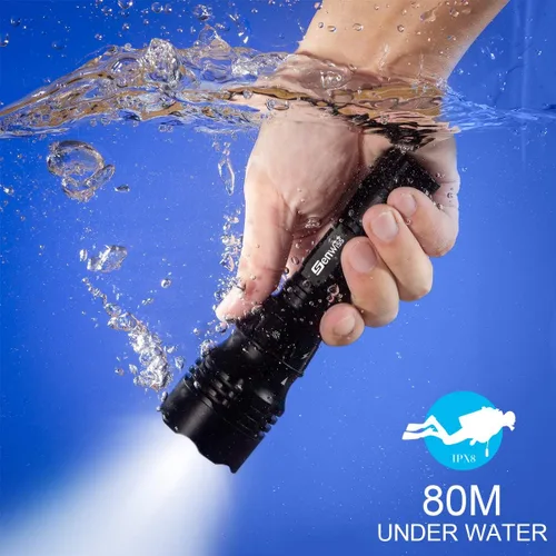 Miniatura 5 de Linterna de buceo de buceo de 2000 lúmenes impermeable submarino XM-L2 LED submarino luces titular con cargador para bajo el agua cueva de mar