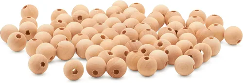 Miniatura 20 de Perlas de madera grandes para manualidades - Paquete de 12 perlas de 32 mm con agujero de 1-1/4 x 3/8 pulgadas, perlas de madera grandes con Paquete