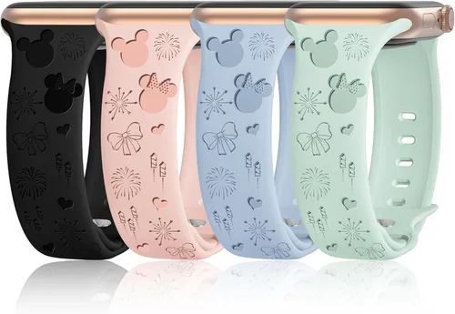 Miniatura 17 de 10 PAQUETE Bandas de silicona grabadas compatibles con Apple Watch de 40mm 38mm 41mm 42mm 44mm 45mm 46mm 49mm, correa deportiva de repuesto