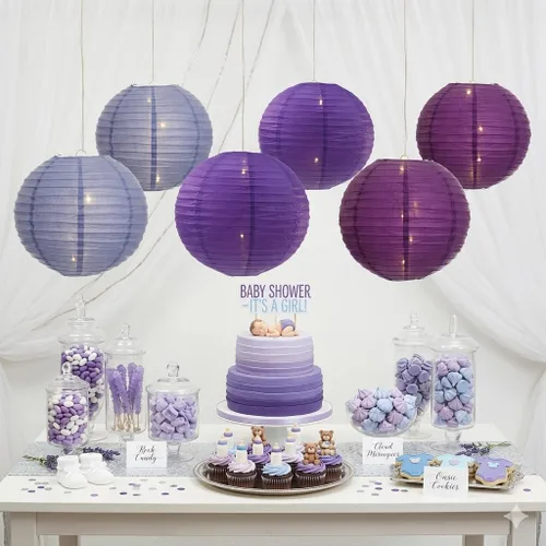 Miniatura 4 de Andaz Press - Juego de farol de papel para colgar, 1 Lavanda Ciruela Royal Purple