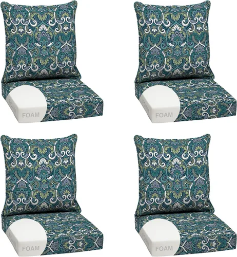 Miniatura 180 de Arden Outdoor Deep Seat Cushion Set, 24 x 24 pulgadas, Cojín para exteriores resistente al clima, a la lluvia y a la decoloración para silla, sofá