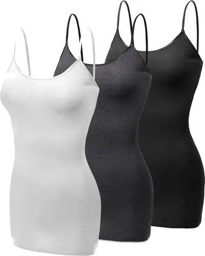 Miniatura 16 de Emmalise Camisola larga casual básica para mujer, con tirantes ajustables, top en capas