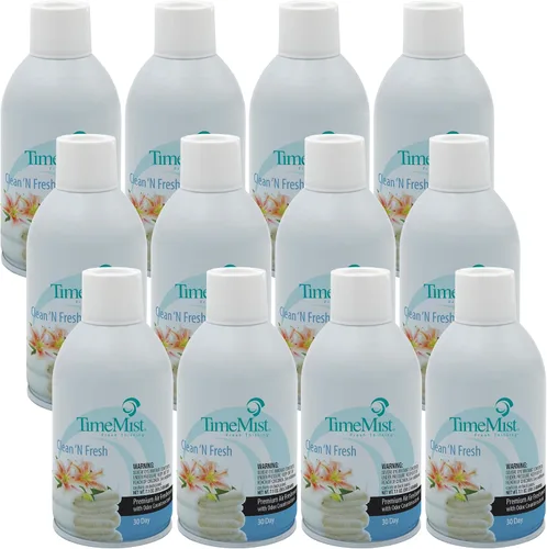 TimeMist Recambios de ambientador medido de alta calidad, limpio y fresco, 7.1 onzas (caja de 12) - 1042771 - Dura hasta 30 días y neutraliza los