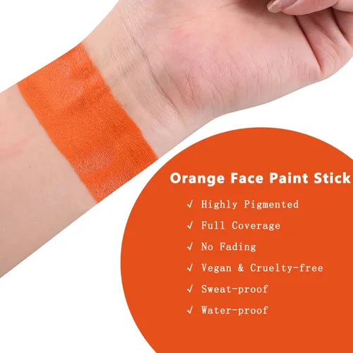 Miniatura 7 de Ojo naranja negro Deportes, palo de pintura de cuerpo de cara naranja, resistente al sudor, impermeable, pintura facial, maquillaje para Halloween