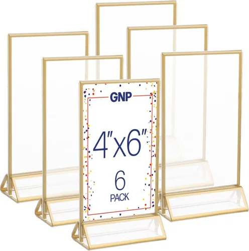 Great Northern Popcorn - Marcos de fotos de 4 x 6 pulgadas, juego de 6 marcos flotantes para números de mesa, letreros de boda, fotos o decoración