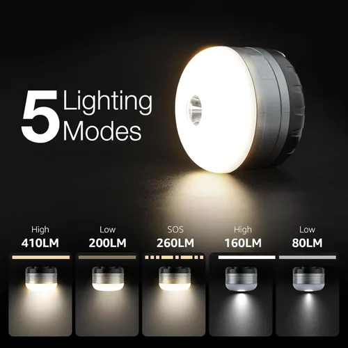 Miniatura 2 de LE Farol LED portátil de camping con base magnética 3000 mAh, batería 280LM recargable por USB, luz LED portátil para casa de campaña, de 3 modos