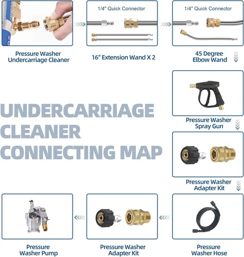 Miniatura 6 de Accesorio para lavadora a presión del tren de rodaje, escoba de agua de 16 pulgadas, accesorios de lavadora a presión con 4 boquillas, 3 varillas