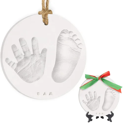 Miniatura 14 de KeaBabies Kit de recuerdo de manos y huellas para bebé, kit de adornos de huellas de manos y pies recién nacidos de secado rápido para niños
