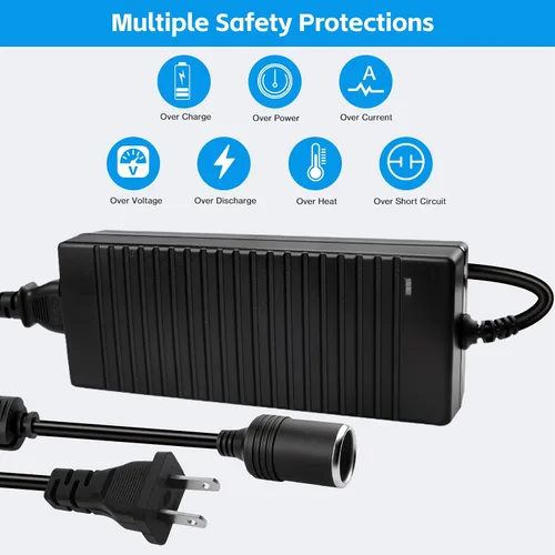 Miniatura 4 de Herfair Convertidor de CA a CC 2A 24W Adaptador de enchufe para encendedor de cigarrillos de automóvil, cable de alimentación de 110-240V a 12V