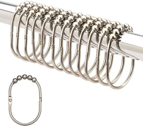 Miniatura 7 de 2 Lb. Depot Juego de 12 anillos anchos para cortina de ducha, fáciles de deslizar y a prueba de óxido, ganchos de cortina de ducha de acero Negro