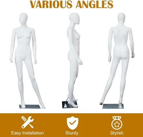 Miniatura 6 de Maniquí femenino con forma de vestido en exhibición - Maniquí completo ajustable y desmontable de 69 pulgadas, torso de maniquí para costura