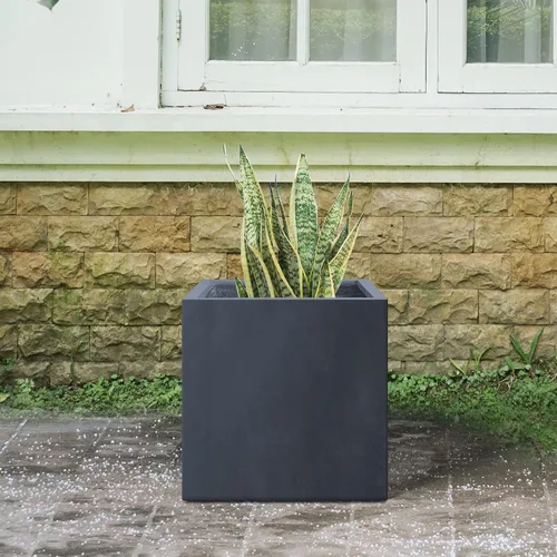 Miniatura 5 de Kante Maceta cuadrada de hormigón de 10 pulgadas para exteriores, interiores, patio, jardín, maceta grande con orificio de drenaje y tapón de goma