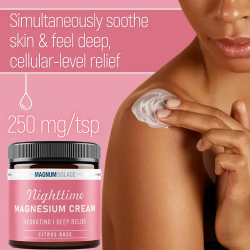 Miniatura 2 de Magnum Solace Loción de magnesio – Crema de magnesio nocturna – Aplicar a los músculos de las piernas, brazos o pecho – Cloruro de magnesio tópico