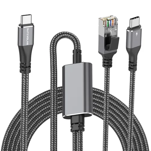 Miniatura 10 de Cable USB a Ethernet de 3.3 pies, USB 3.0 A a RJ45 macho de nailon, Gigabit conectado directamente, compatible con laptop, PC de escritorio, Switch
