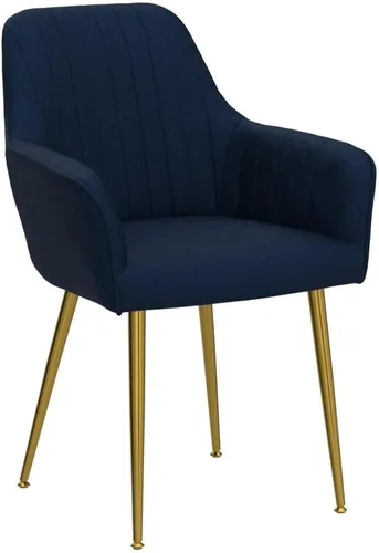 Miniatura 4 de Juego de 2 sillas de comedor de terciopelo, sillas decorativas tapizadas con patas chapadas en oro para sillas de sala de estar (azul)