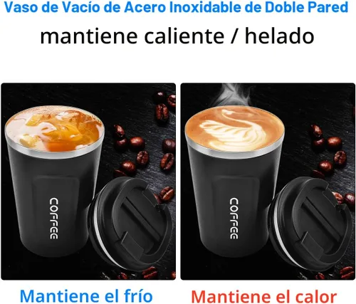 Miniatura 5 de Vaso térmico de acero inoxidable de 12 onzas con aislamiento al vacío, taza de viaje a prueba de derrames con tapa, para mantener caliente/café