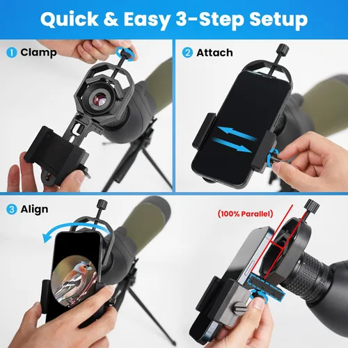 Miniatura 5 de Gosky Adaptador universal para telescopio para teléfono – Soporte de teléfono telescópico y soporte de teléfono para telescopio, adaptador