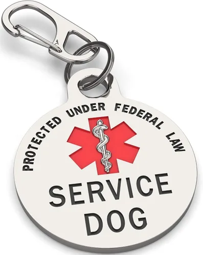 Miniatura 7 de Etiqueta de perro de servicio para razas pequeñas, identificación de doble cara de 0.999 pulgadas, grabada en negrita, protegida bajo la ley federal