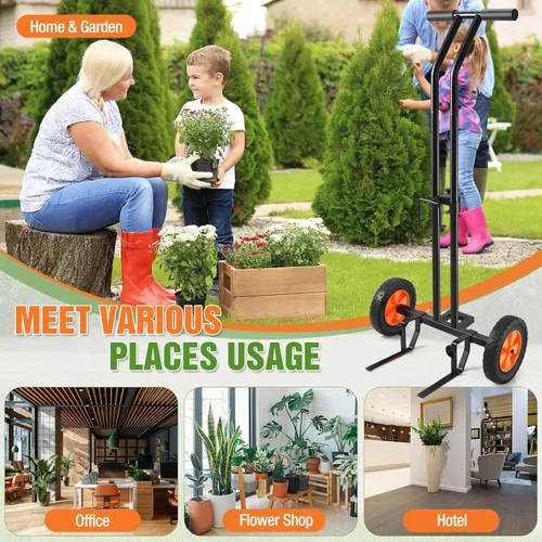 Miniatura 7 de Carrito de plantas con ruedas, carrito de plantas resistente con brazo de agarre ajustable y ventosas para macetas, carrito de mudanza de macetas