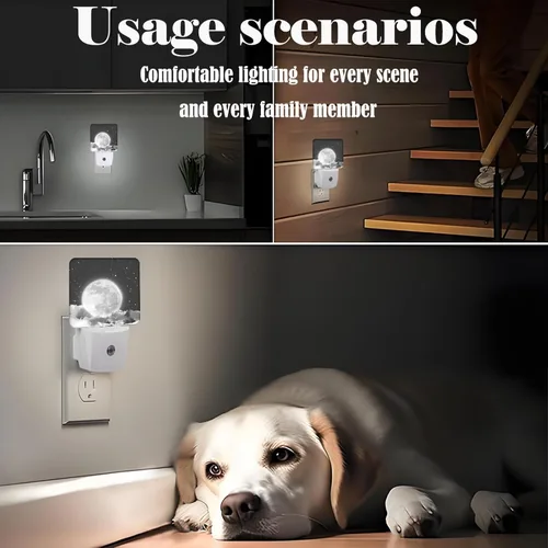 Miniatura 6 de Luz nocturna de luna en nube, luces nocturnas enchufables con sensor automático, lámpara de noche del atardecer al amanecer, decoración del hogar