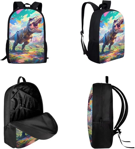 Miniatura 19 de HUGS IDEA Juego de 3 bolsas escolares con aislamiento térmico para el almuerzo, estuche para lápices
