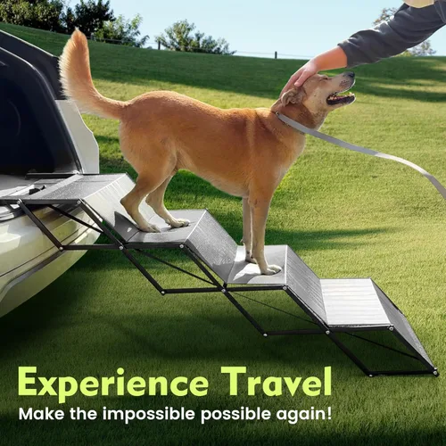 Miniatura 6 de Rampa para perros, rampas de 5 escalones para perros grandes con superficie antideslizante, escalones portátiles de aluminio para perros que