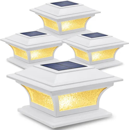 Miniatura 11 de SIEDiNLAR Luces solares de poste de vidrio para exteriores, luz LED para cerca, 2 modos para postes de 4 x 4, 5 x 5, 6 x 6 pulgadas, decoración