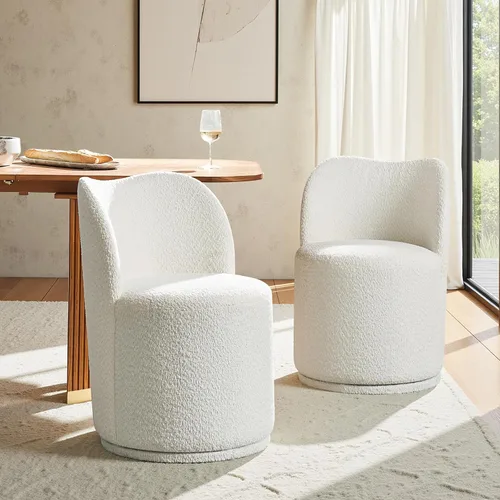 Miniatura 14 de HULALA HOME Boucle Silla de comedor giratoria – Sillas de cocina de barril tapizadas de sherpa con rotación de 360 grados, silla de tocador moderna