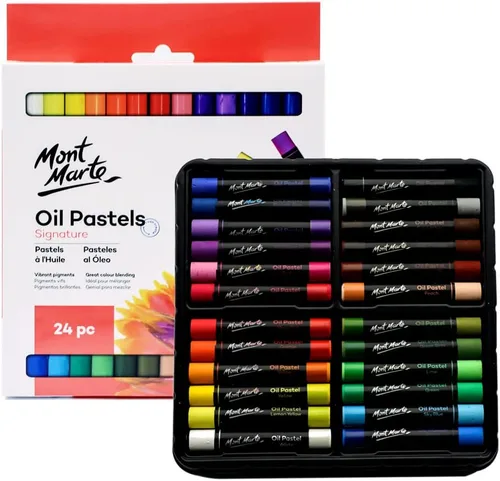 Miniatura 8 de Mont Marte Pasteles al óleo en caja de metal Signature 48 piezas, 48 colores surtidos, juego de pasteles al óleo vibrantes, excelente para mezclar