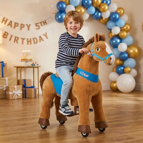 Miniatura 8 de PonyCycle Juguetes de Caballo para Montar para Niños Caballo Marrón Balancín Modelo Esencial E (con Freno/Altura de 35.4"/Tamaño 4) Pony para Montar