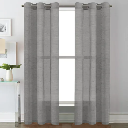 Miniatura 91 de H.VERSAILTEX Cortinas de 96 pulgadas de largo, cortinas de lino/cortinas transparentes de mezcla de lino natural/paneles/cortinas para sala