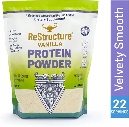 Miniatura 3 de RnA ReSet - Proteína en polvo ReStructure, Keto, Fórmula Paleo, 1G de azúcar, 1G de carbohidratos netos, solo 80 calorías por porción. Vainilla