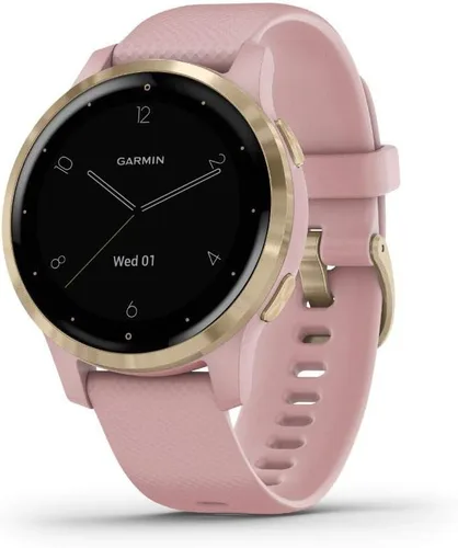 Miniatura 2 de Garmin 010-02172-31 Vivoactive 4S Smartwatch, paquete de polvo rosadorado con auriculares deportivos inalámbricos magnéticos Deco Gear, rojo