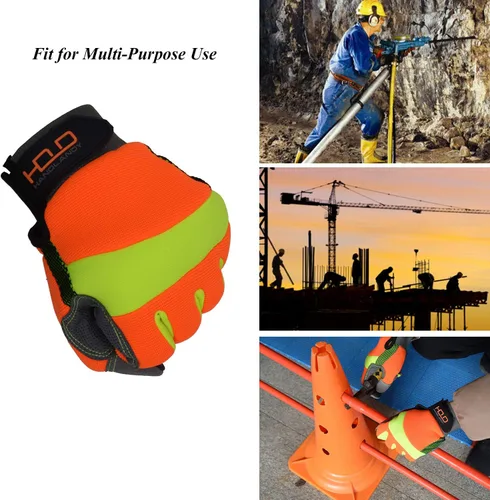 Miniatura 4 de HANDLANDY Guantes de trabajo reflectantes de alta visibilidad a granel, paquete de 10 pares de guantes de trabajo de seguridad antivibración