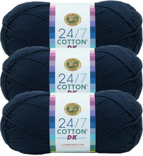 Miniatura 26 de Lion Brand Yarn Estampados DK de algodón 24/7, hilo para tejer, ganchillo y manualidades, azul, paquete de 1 Cotton Yarn for Knitting, Crochet