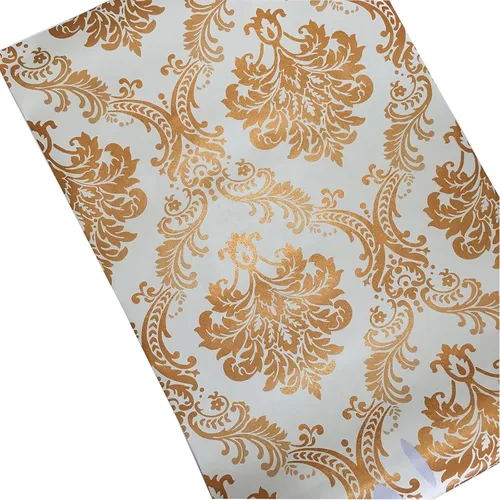 Miniatura 7 de MyFun Papel tapiz de damasco floral de lujo negro y dorado de 11 yardas, calcomanías de papel de pared de contacto extraíbles vintage para muebles